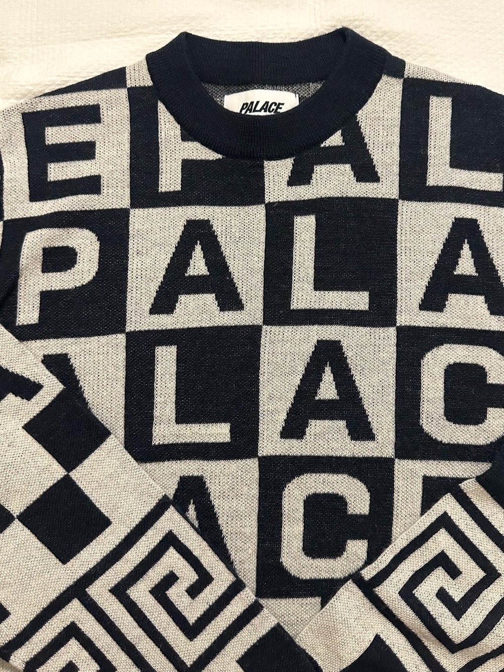 Palace Check it Knit Sweater Black/Grey - Picture 4 of 8